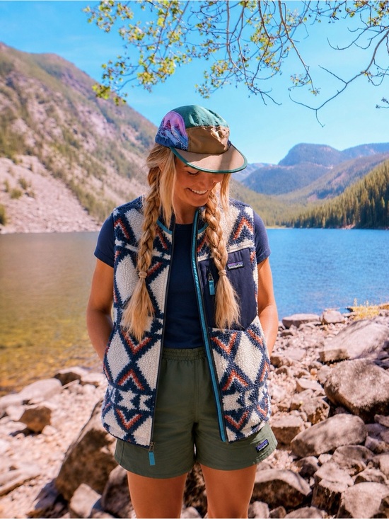 Patagonia Jackets & Blazers - Patagonia Classic Retro-X Fleece Vest Size Small Brass Hawk Smolder Blue Sherpa‎